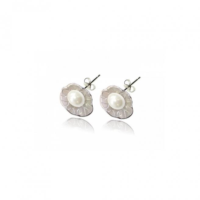 【FALAIYA x LA BELLE VIE】Lotus shaped white natural pearl earrings_EF2174pew