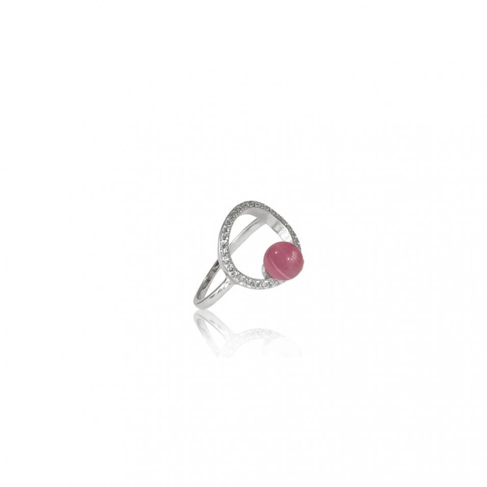 【FALAIYA x LA BELLE VIE】Ring round shaped with pink stone ring_H3007ocp