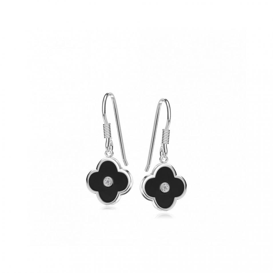 【FALAIYA x LA BELLE VIE】luckyheart with black ceramic and whiteearrings_EF2103cen