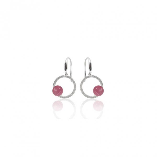 【FALAIYA x LA BELLE VIE】Earrings round circle  with pink stone earrings_EH3007ocp